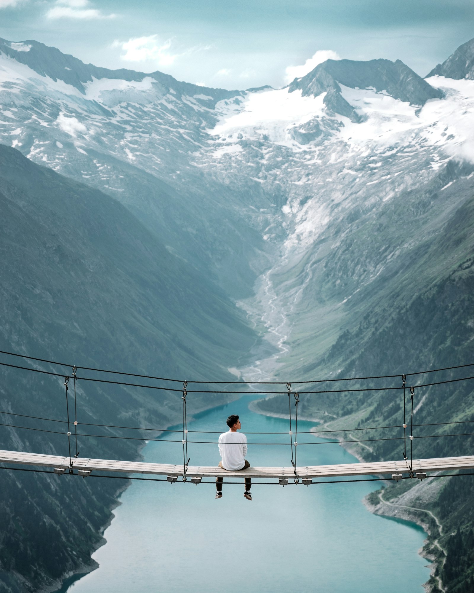 Suspension bridge over the Massa Gorge