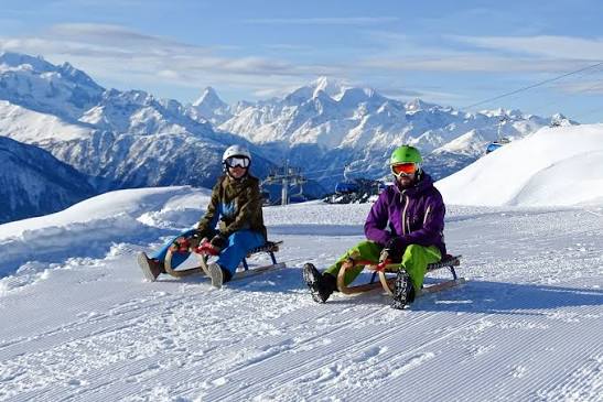 Tobogganing from the Moosfluh